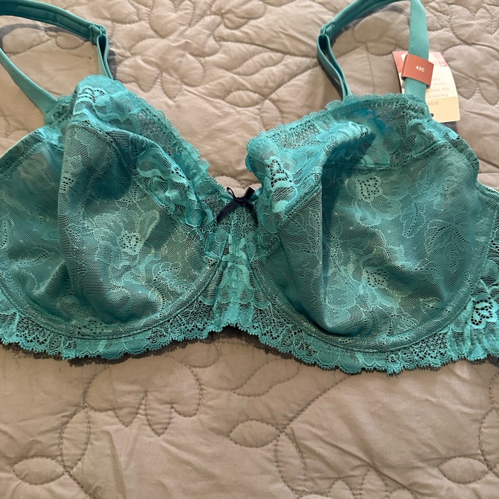 Cacique Teal Lace Underwire Bra